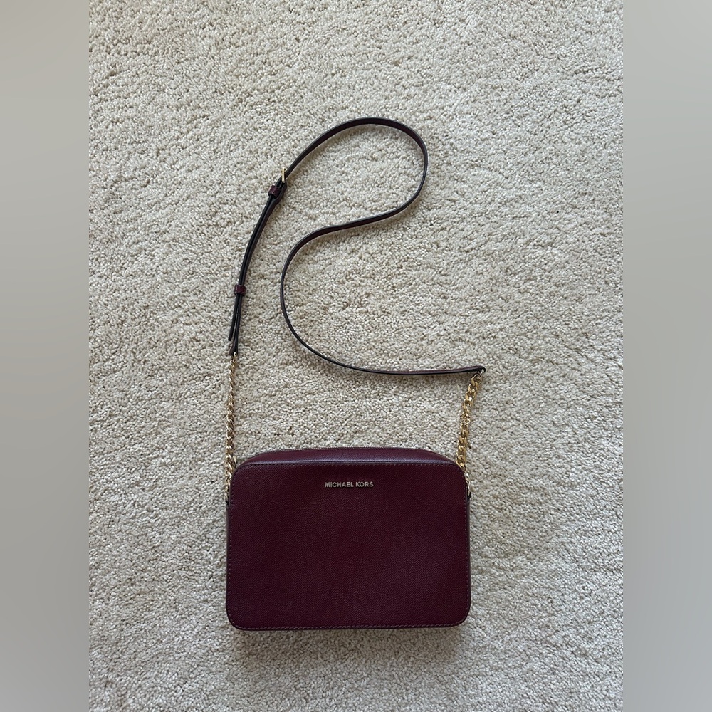 Michael Kors Women's Jet Set Crossbody Leather Bag, Merlot
